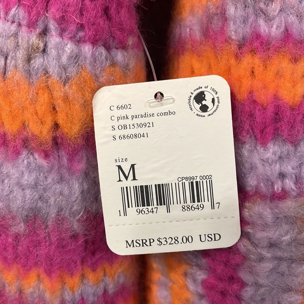 Free People Pink Orange Striped Long Cardigan